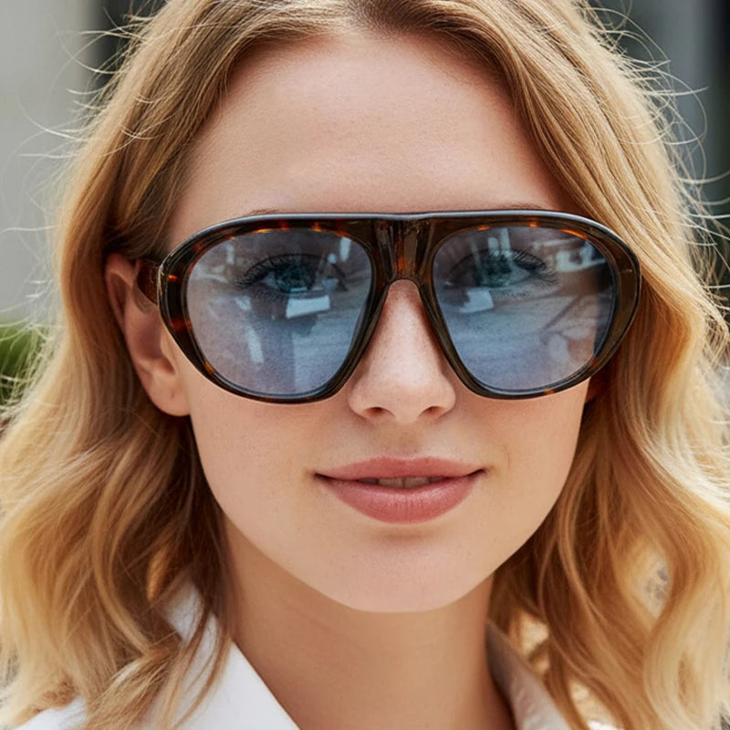 SO&EI Vintage Candy Color Pilot Men Sunglasses Fashion Women Outdoor Shades UV400 Punk Leopard Sun Glasses