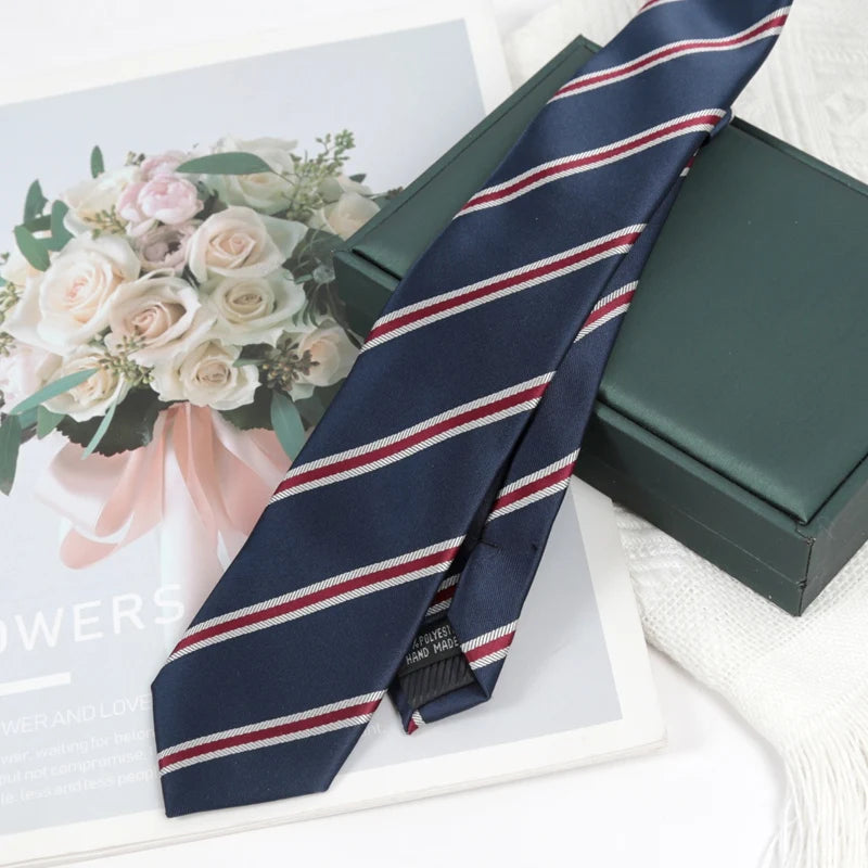 Men's Slim Navy Blue Necktie – Solid Polyester | 6cm