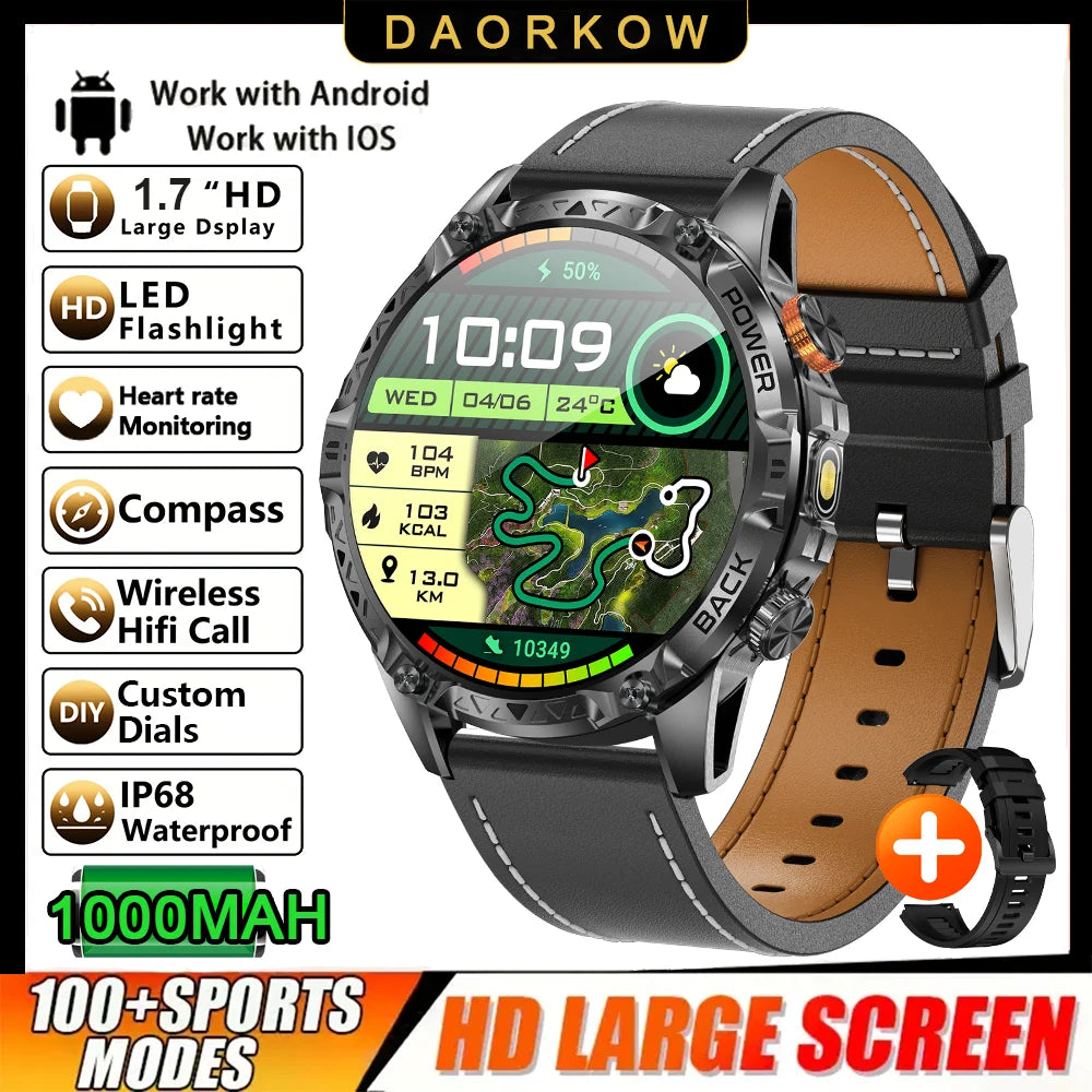 DAORKOW YK16 Smartwatch | 1000mAh, IP68 Swimming, Bluetooth Calling & Alexa