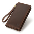 Genuine Leather Long Wallet for Men — RFID Blocking with Phone Pocket & Card Slots