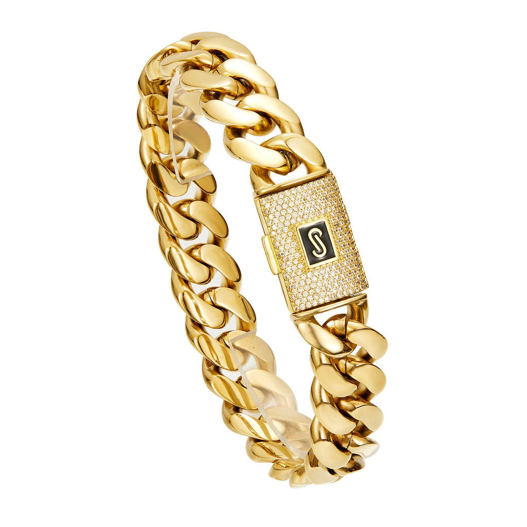 Luxury 24K 9999 Pure Gold real gold Men's Necklace Encrypted Cuban Chain Miami Chain Flip Diamond Buckle Necklace