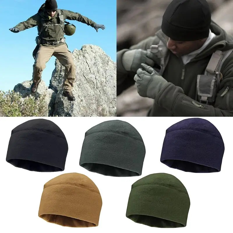 Men's Polar Fleece Beanie – Windproof Winter Hat