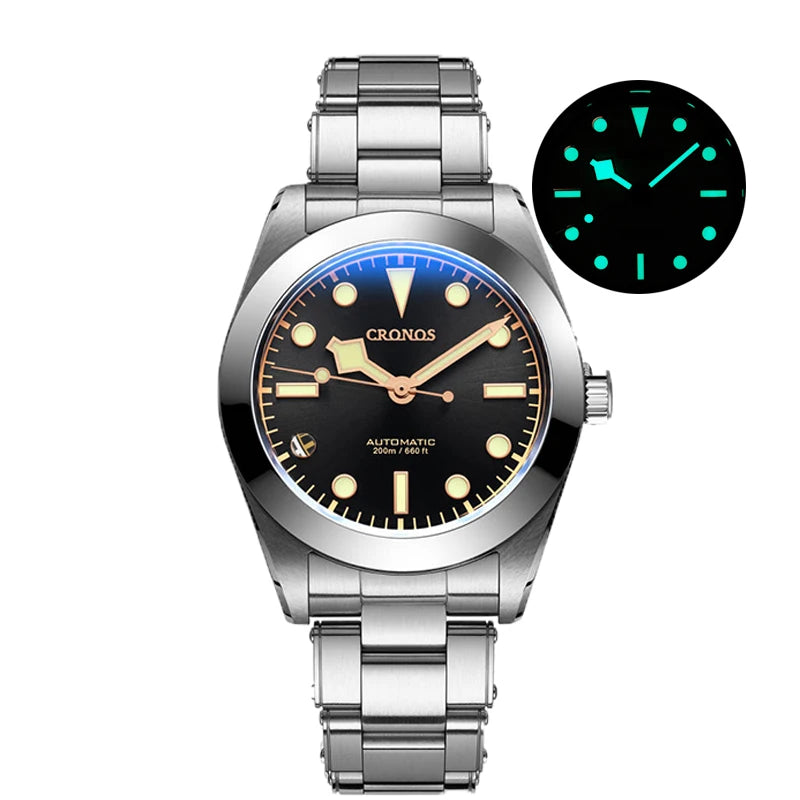 CRONOS L6025 39mm Automatic Diver | NH35 or PT5000 | Sapphire | Enamel Dial | 20ATM