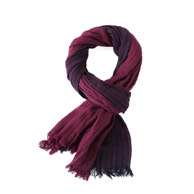 Designer Striped Cotton Linen Scarf | Men's Shawl & Wrap