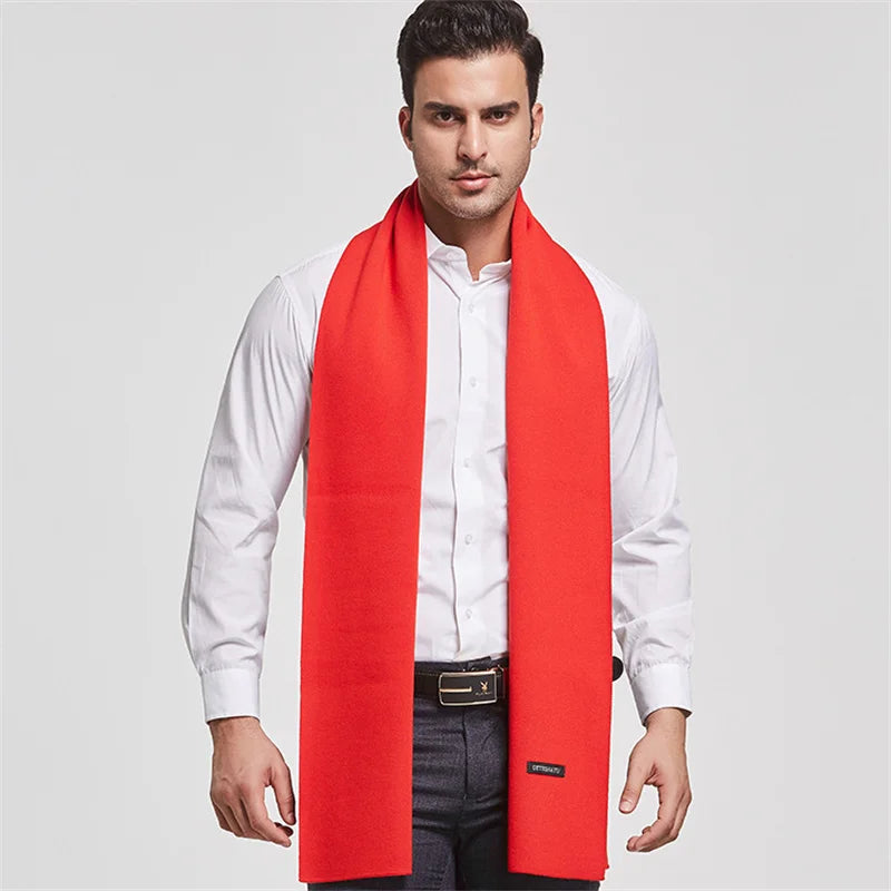 Men's Cashmere & Acrylic Scarf – Solid Colour