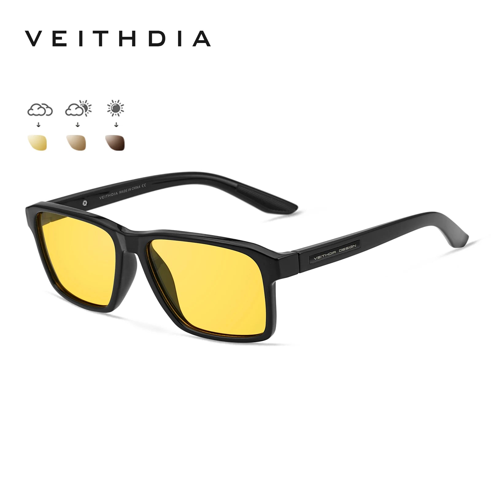 VEITHDIA Polarized Sunglasses | Square TR-90 Frame | UV400