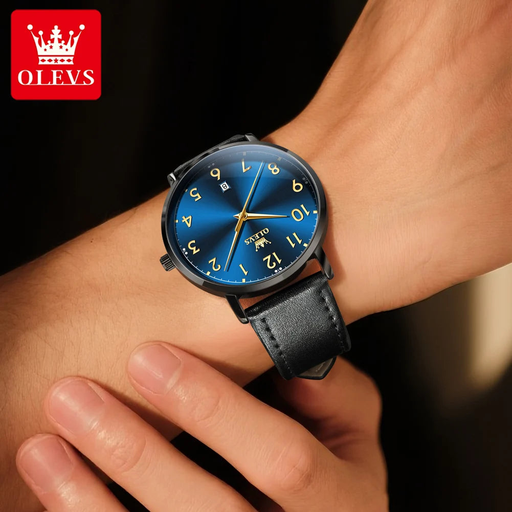 Top Brand OLEVS New 5653 Man Watch Minimalist Fashion Quartz Watch for Men Digital Dial Auto Date Waterproof Men's Wristwatches