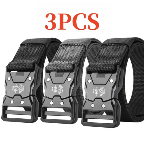 3 pairs of men's nylon belts, outdoor sports casual work pants jeans belt, suitable for daily commuting, suitable for holiday gi