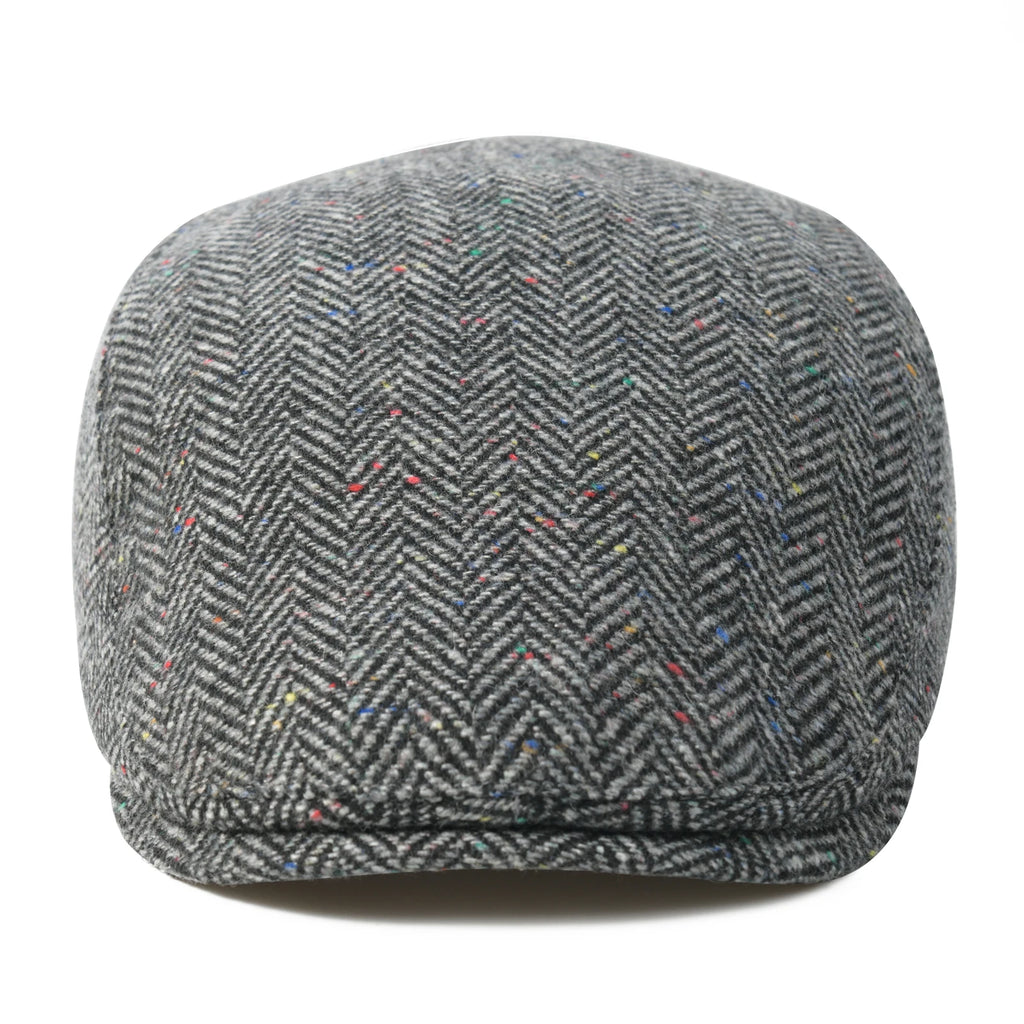 Men's Herringbone Flat Cap – Wool Blend