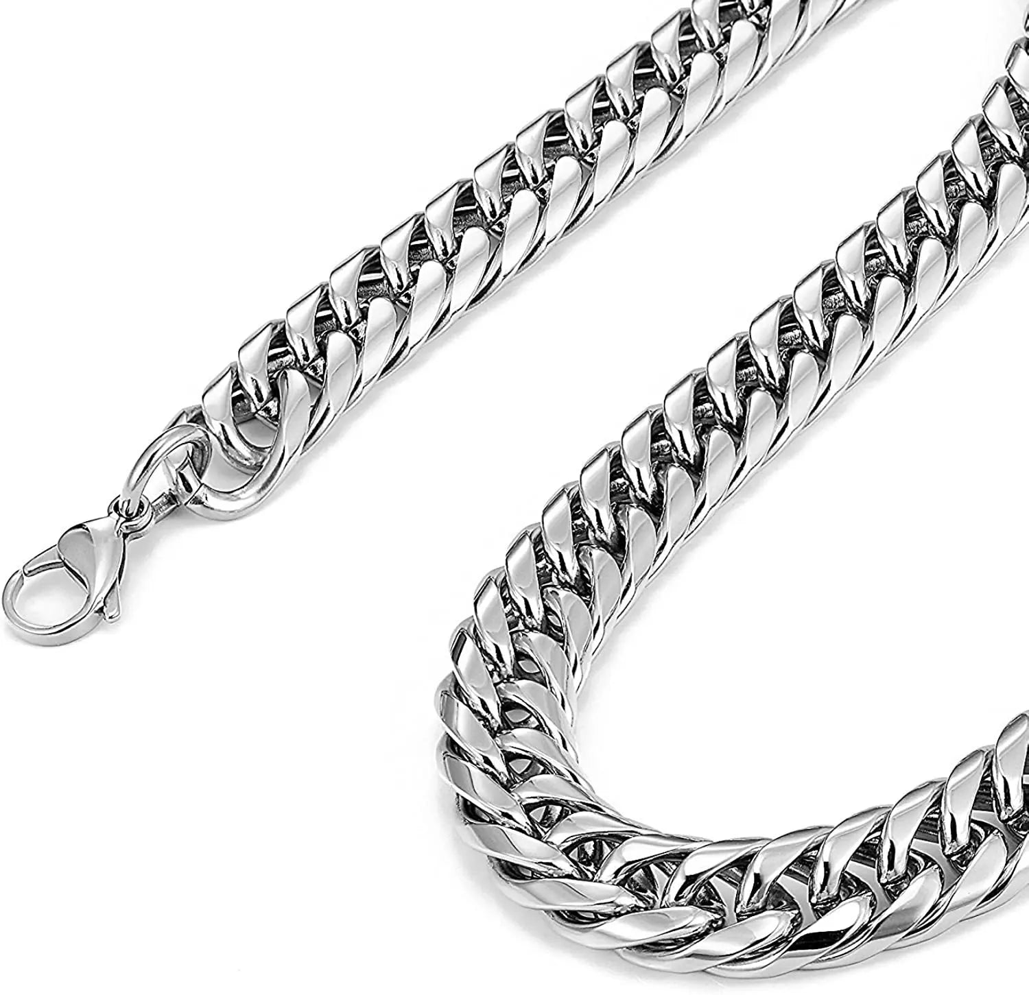 HNSP Stainless Steel Waterproof Cuban Link Chain Necklace For Men Jewelry Thick Heavy Chain 8/10/12/14MM Punk Rock Accessories