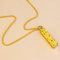 Gold store 9999 24K real gold sparkling crushed ice small gold bar pendant versatile clavicle chain for women