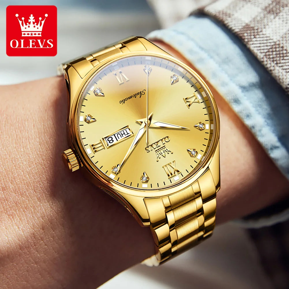 OLEVS-Original Mechanical Watch for Men Solid Textured Watchstrap Waterproof Men's Watches Classic Business Automatic Man Watch