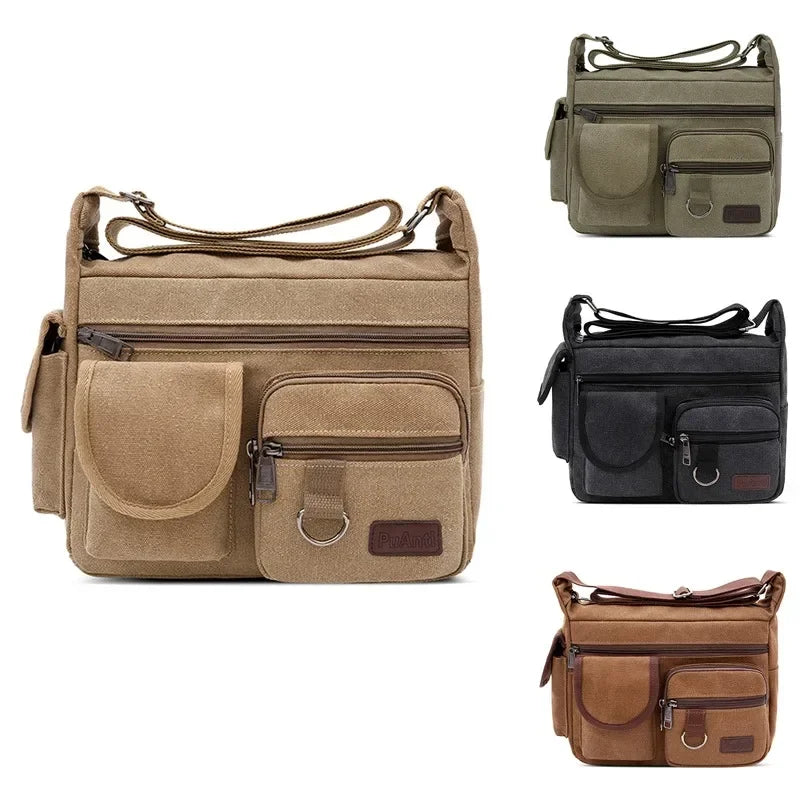 Men's Canvas Messenger Bag – Casual Crossbody & Shoulder Tote