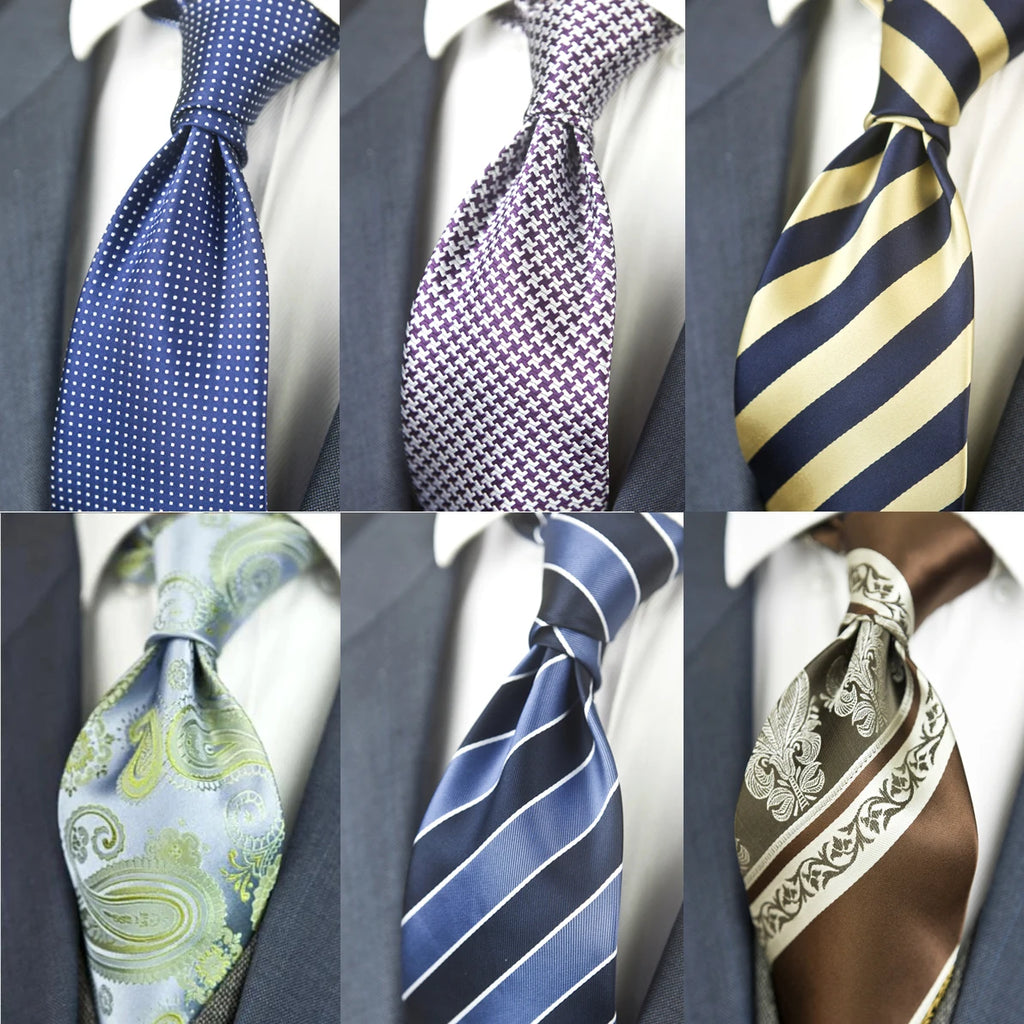 Men's 100% Silk Jacquard Necktie – Paisley, Abstract & Geometric Patterns