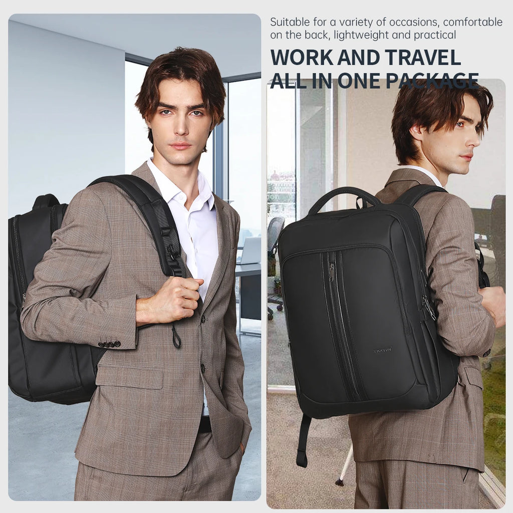 Tigernu Leather Composite Backpack – Two Sizes, USB Charging, Anti-Theft, Reflective Stripe