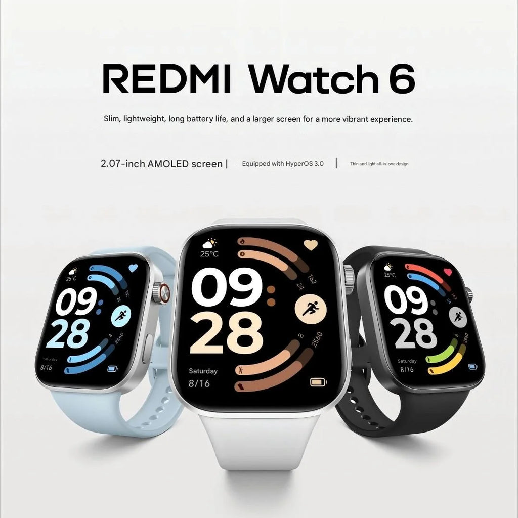 Xiaomi Redmi Watch 6 Smart Watch — 2.07" AMOLED, 24-Day Battery, Built-in GPS