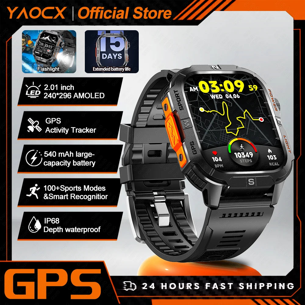 ZODVBOZ GTH3 Smartwatch | 2.01" Screen, 6-Satellite GPS, IP68 & Bluetooth Calling