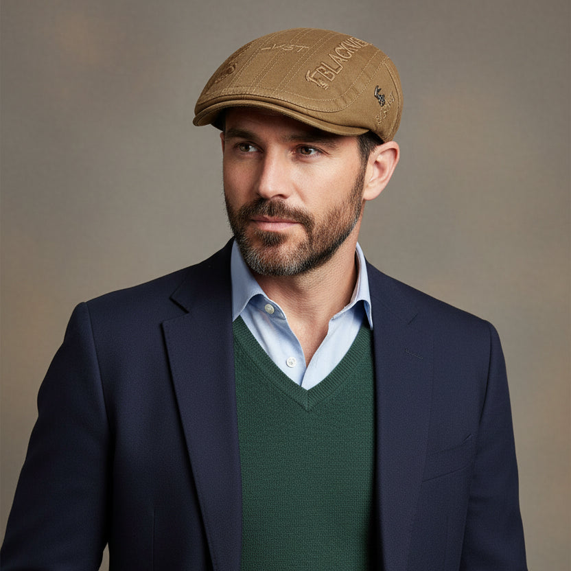 Unisex Cotton Beret with Rabbit Embroidery – Vintage Flat Cap & Newsboy for Spring & Summer