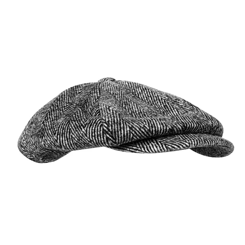 Men's Wool Newsboy Cap | Herringbone Flat Cap