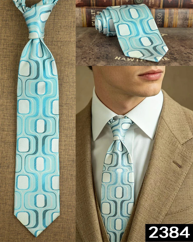 Men's 100% Silk Jacquard Necktie – Geometric, Floral, Checked & Solid