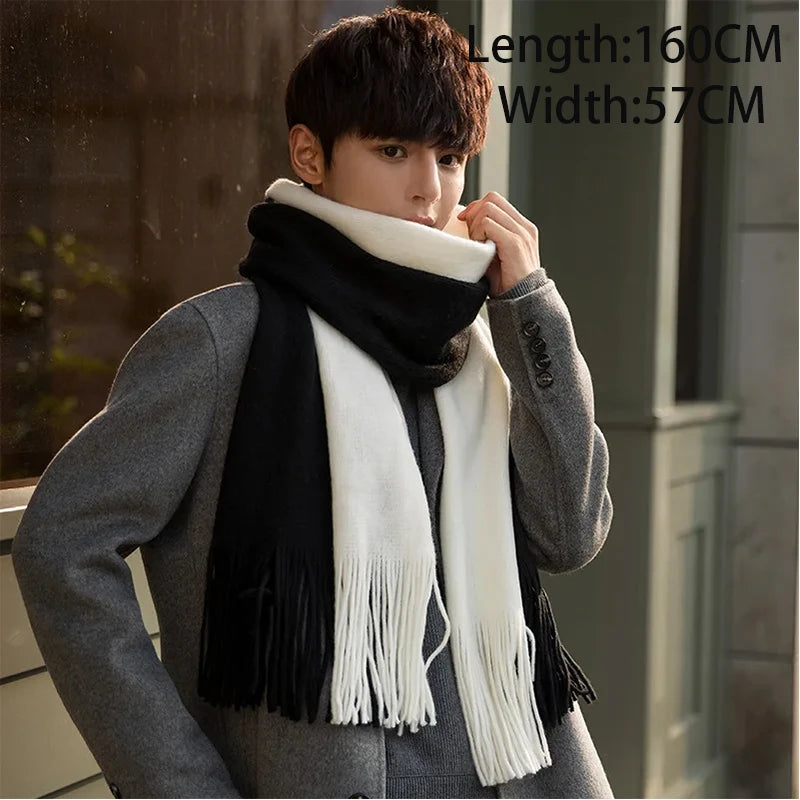 Men's Soft Winter Scarf | Warm Tassel Wrap & Shawl
