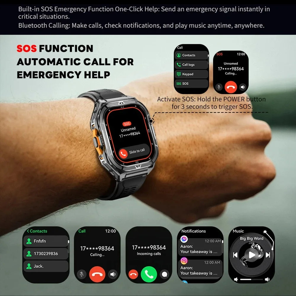 GPS Outdoor Smartwatch | 1.96" AMOLED, 5ATM 50m, Barometric Altimeter & Compass