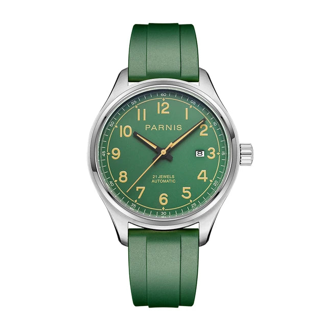 PARNIS Men Automatic Watch 43MM Luxury Mens Watches Self Wind Mechanical Wristwatch Military 50M Waterproof Relogio Miyota 821A