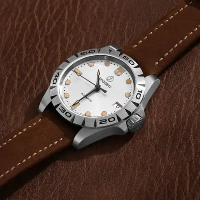 BODERRY Men Automatic Watch 41.5mm Military Watch Mechanical Wristwatch Titanium 50m Waterproof Sapphire Mirror C3 Luminous