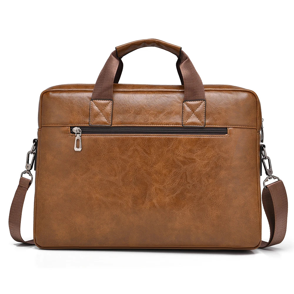 Men's Slim PU Leather Briefcase | Large Capacity Crossbody & Shoulder Tote