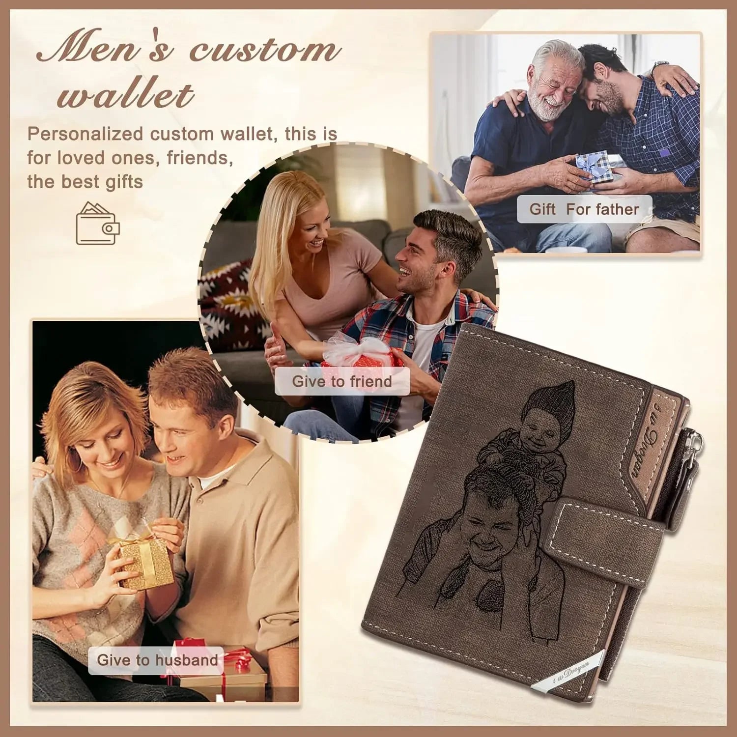 Personalised Photo Engraved Wallet for Men | Custom Gift