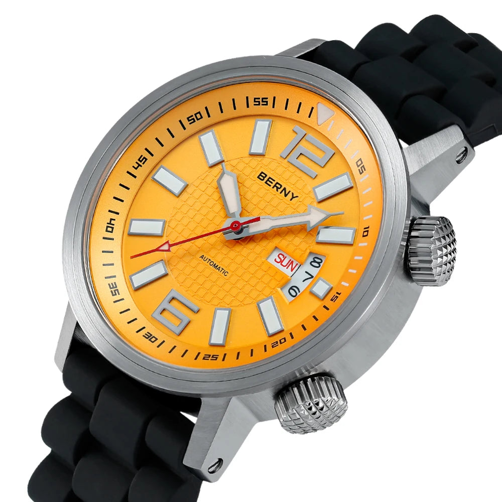 BERNY AM7081M Automatic Dive Watch – Miyota 8205, Sapphire Crystal & Caseback, 200m Water Resistant