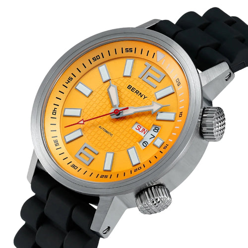 BERNY AM7081M Automatic Dive Watch – Miyota 8205, Sapphire Crystal & Caseback, 200m Water Resistant