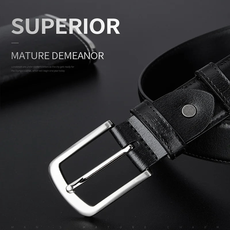 BISON DENIM Leather Pin Buckle Belt