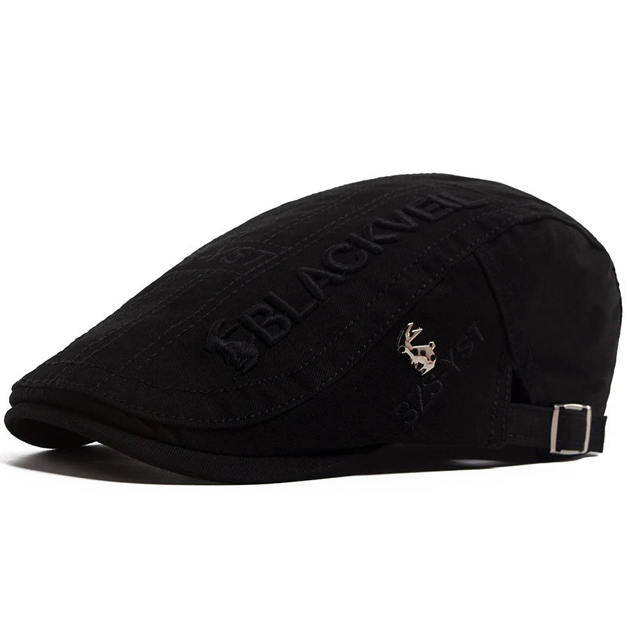 Unisex Cotton Beret with Rabbit Embroidery – Vintage Flat Cap & Newsboy for Spring & Summer
