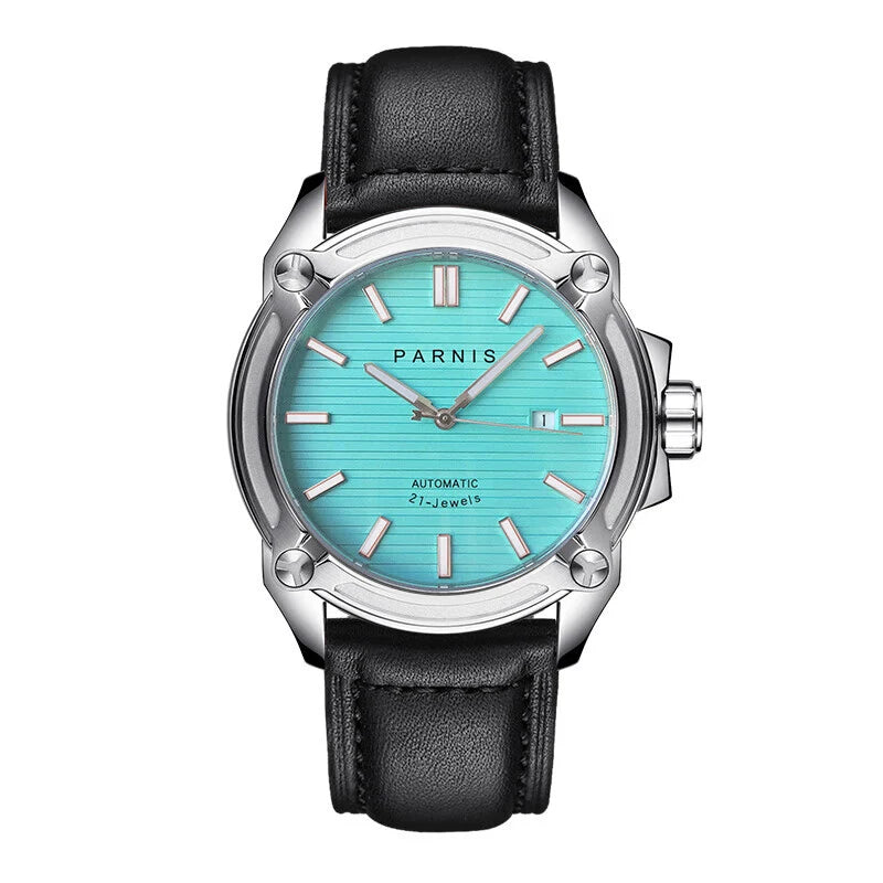 Parnis Men Automatic Watch 44mm Luxury Military Mechanical Wristwatch 50m Waterproof Luminous Sapphire Date Fashion