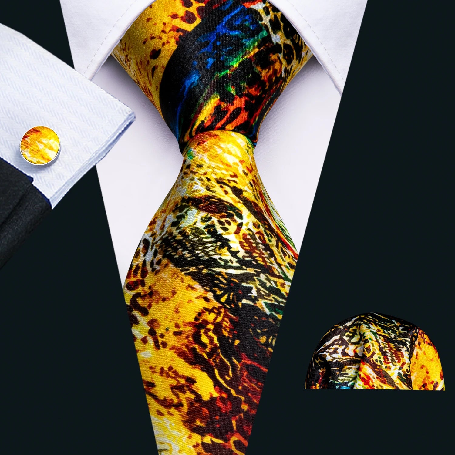 Men's Necktie, Pocket Square & Cufflinks Set – Floral & Novelty Prints