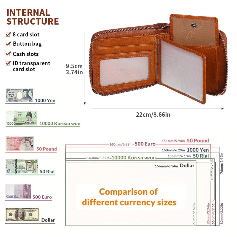 GERUOLA Genuine Leather Zip-Around Organiser Wallet