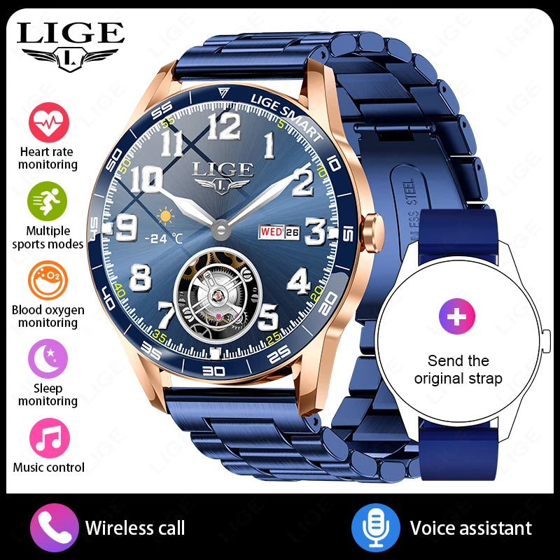 LIGE Smart Watch – 1.38" Round Display, Bluetooth Calling, Voice Assistant, IP68