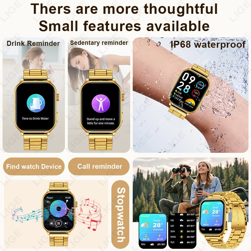 LIGE Smart Watch – 2.01" IPS Display, Bluetooth Calling, Heart Rate & Blood Oxygen