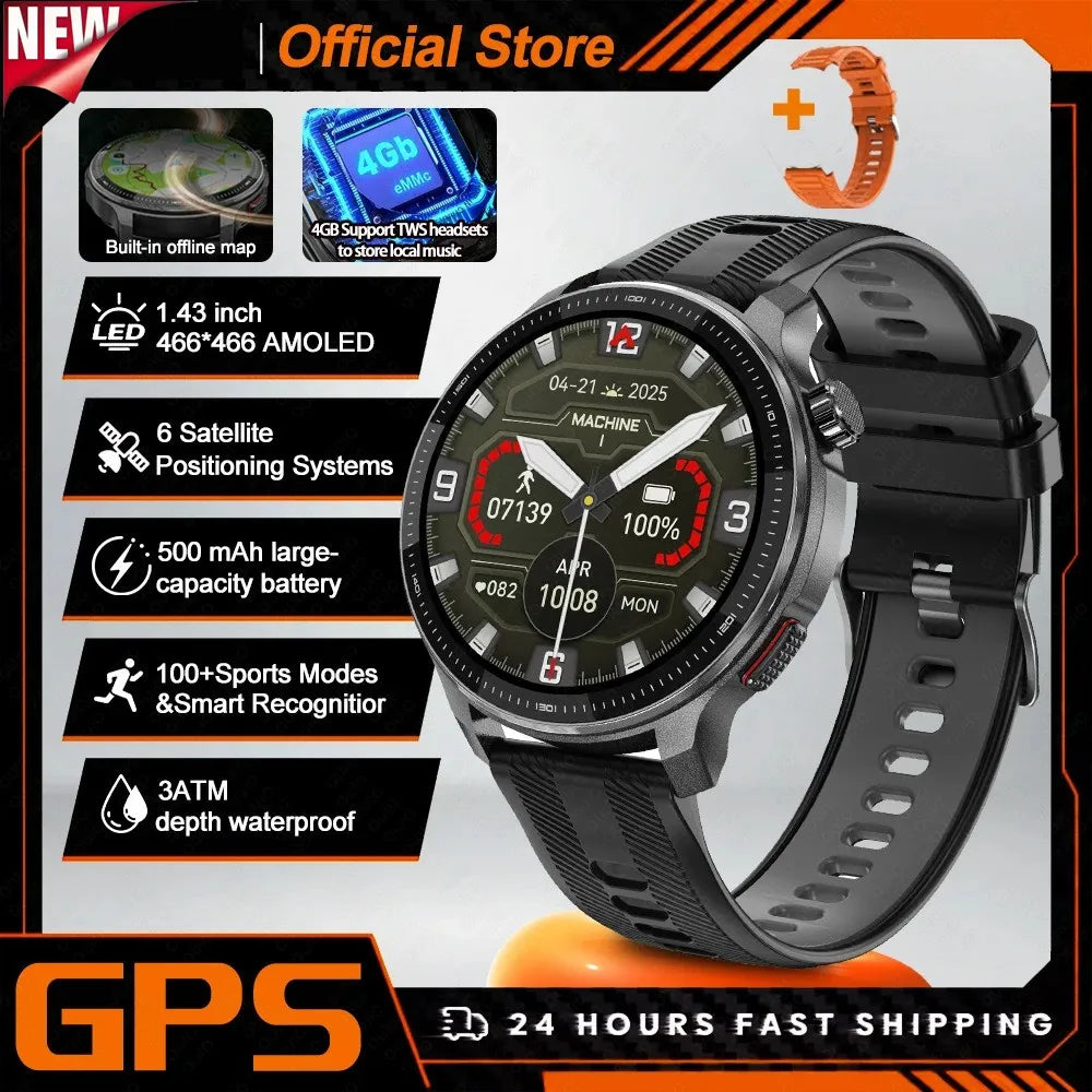 Hiwego GPS Smartwatch | Offline Maps, 4GB, Gorilla Glass, 3ATM & Flash Charge