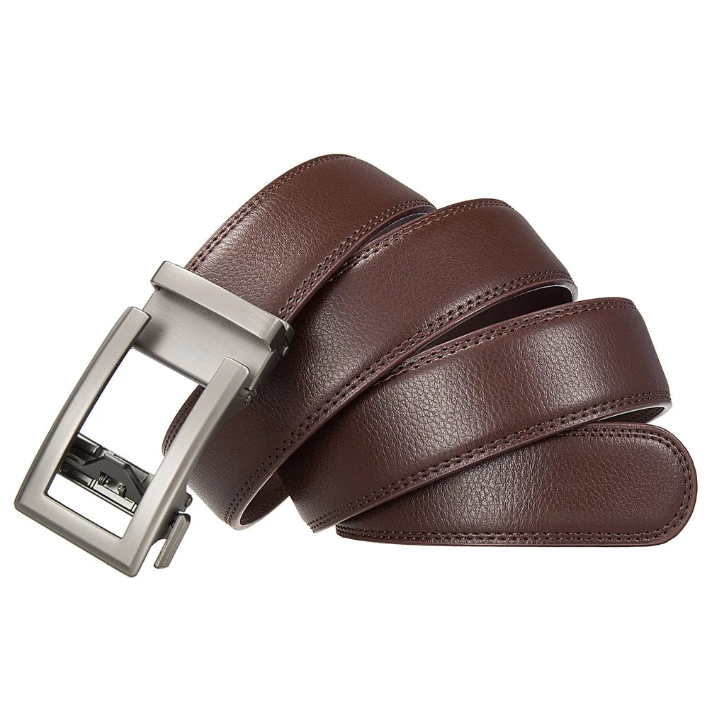 Men's Genuine Leather Business Belt – Luxury Buckle Finish