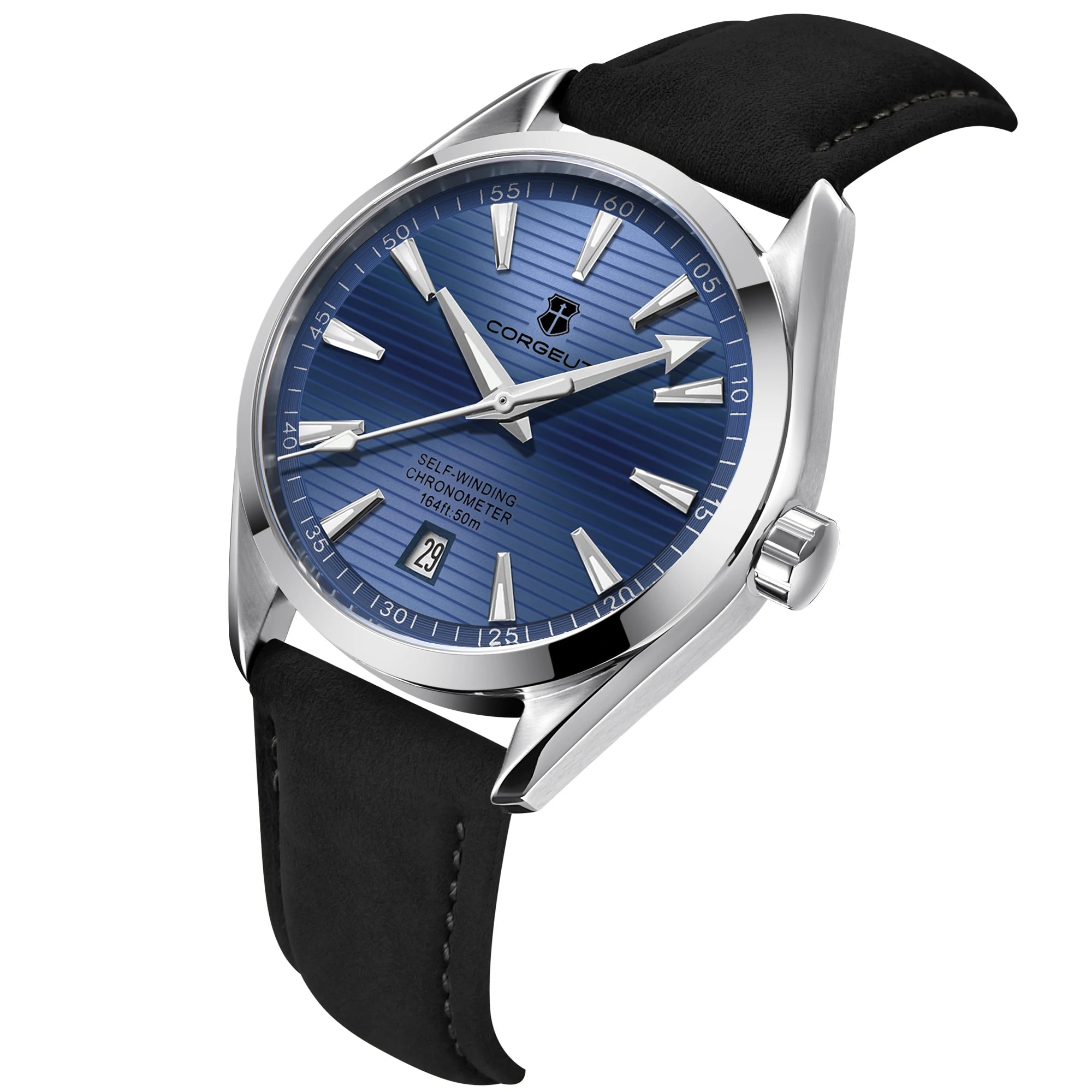 CORGEUT 41mm Automatic Watch – Seiko NH35, Sapphire Crystal, Exhibition Caseback, 50m Water Resistant