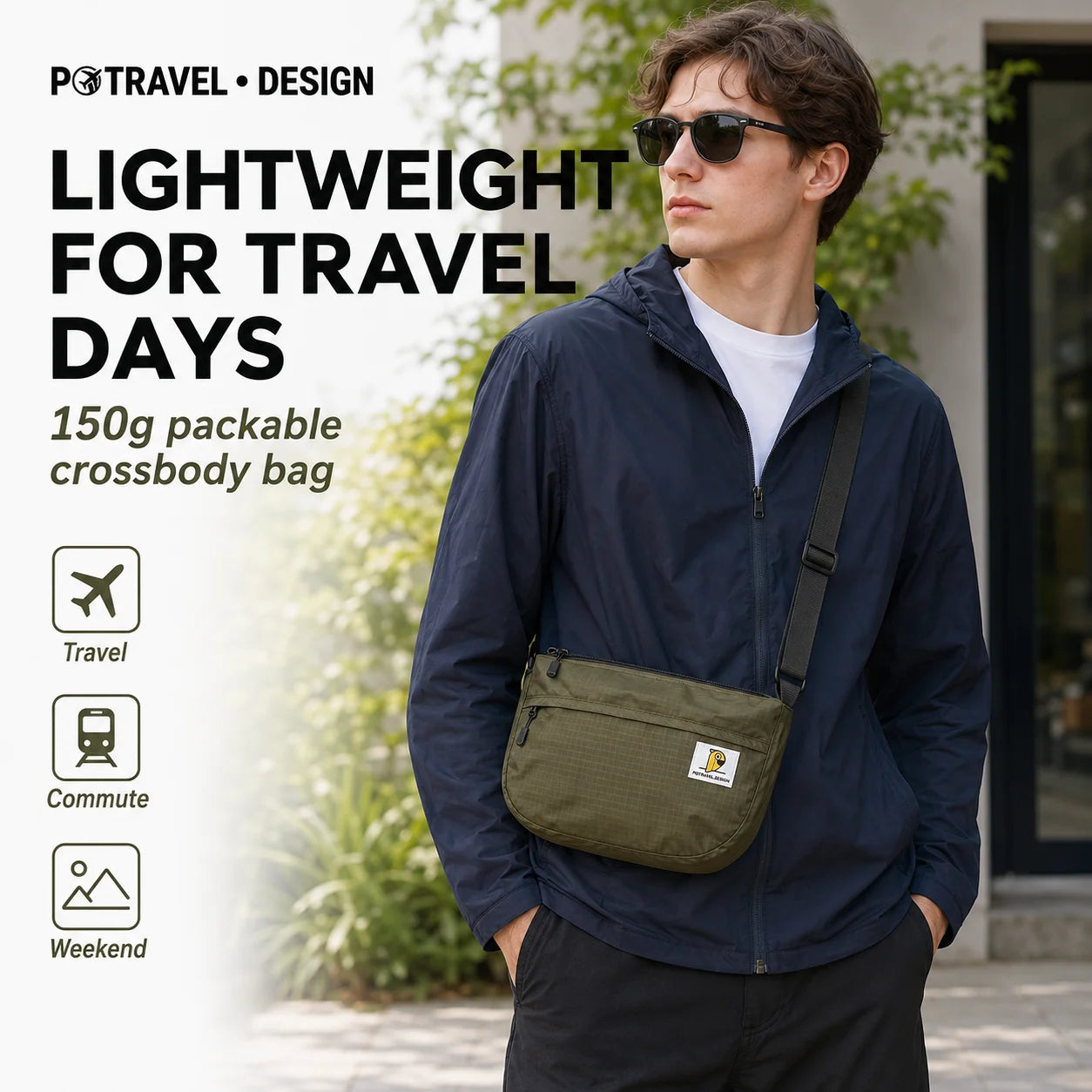 Ripstop Nylon Crossbody Sling Bag – Lightweight Foldable Shoulder & Messenger Bag