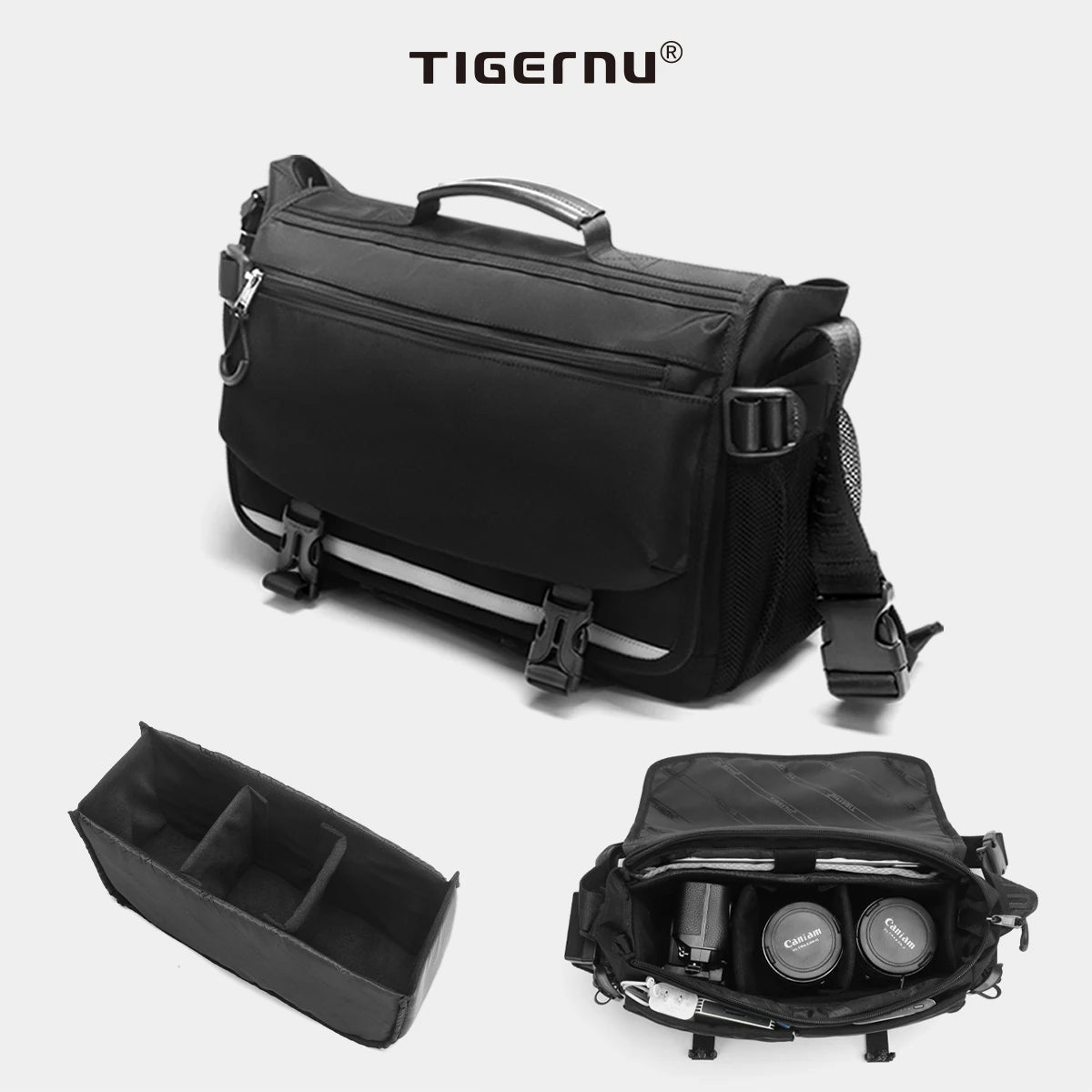 Tigernu Waterproof Shoulder Bag – Camera Bag or Messenger, 10L, Detachable Dividers