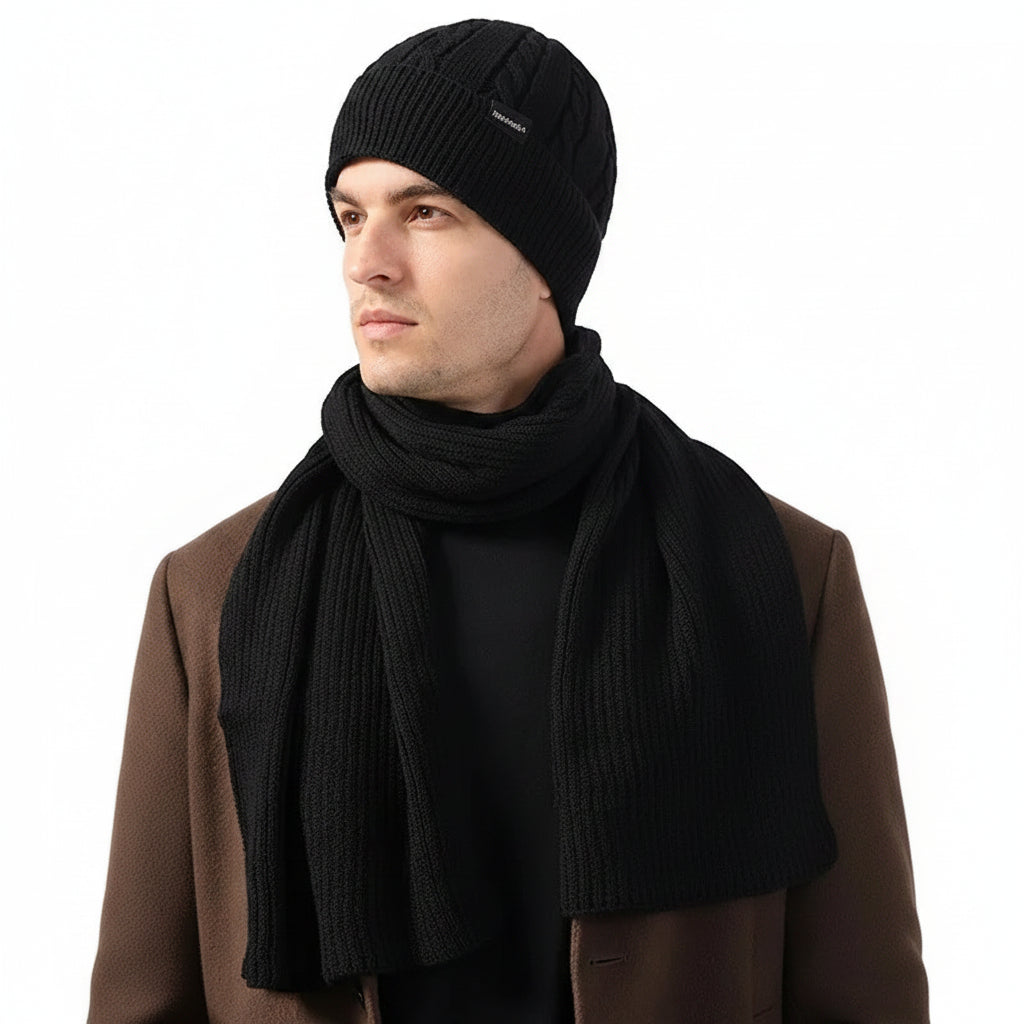 Thickened Woolen Scarf for Men Winter Fashionable Solid Color Warm Simple Korean Style Men's Neck Warmer Thickened Knitted Scarf