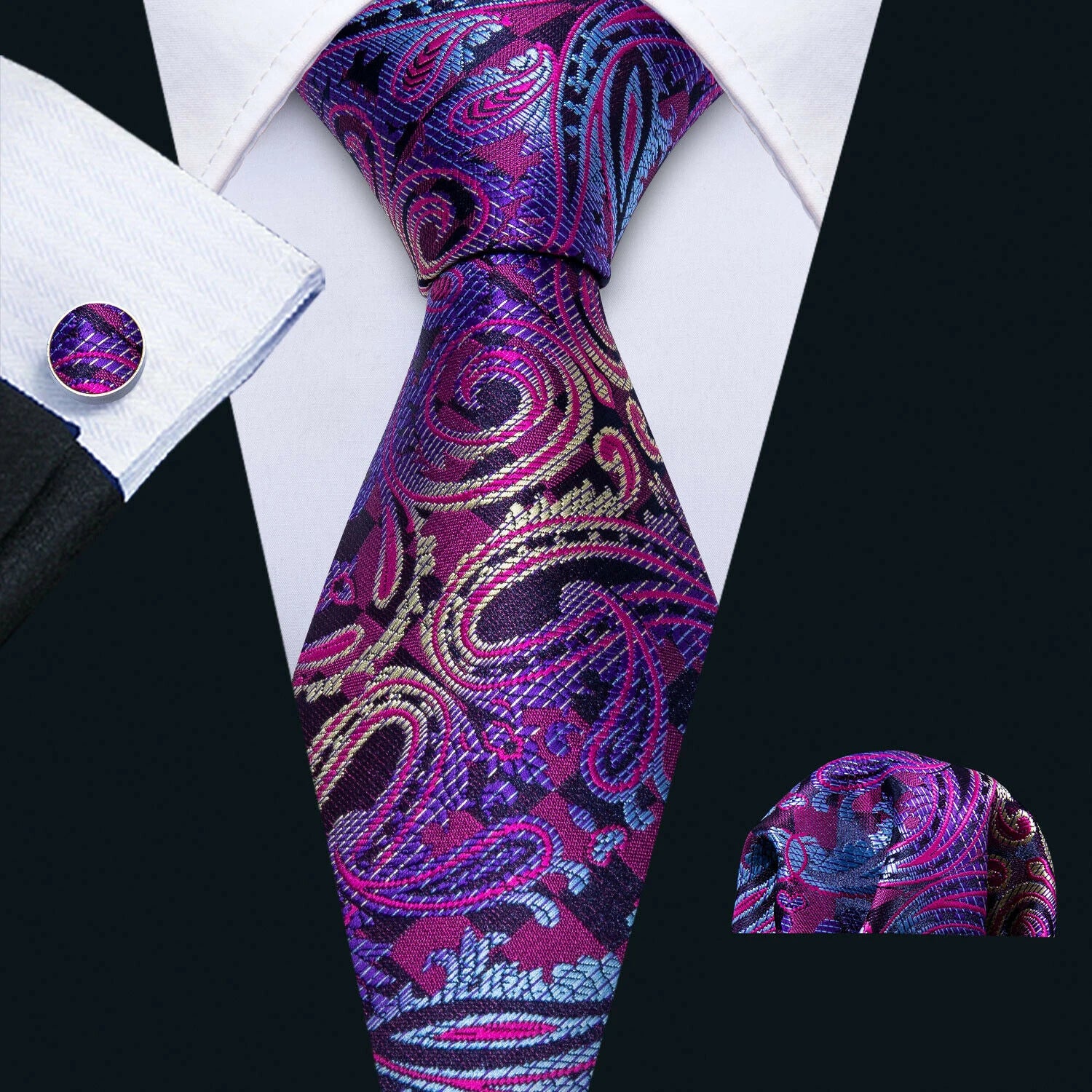 Men's Necktie, Pocket Square & Cufflinks Set – Floral & Novelty Prints