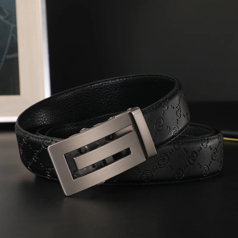 Unisex Split Leather Belt – Designer-Style Square Buckle