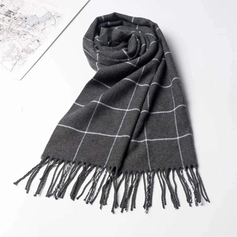 Plaid Cashmere-Feel Scarf – Warm Pashmina Shawl & Wrap | Men's