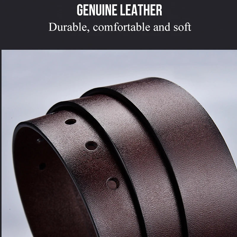 Men's Leather Belt – Vintage Pin Buckle in Black & Coffee