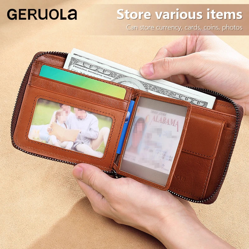 GERUOLA Genuine Leather Zip-Around Organiser Wallet